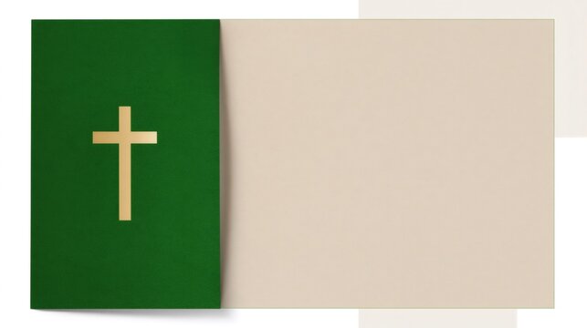 Green religious cross concept with copy space