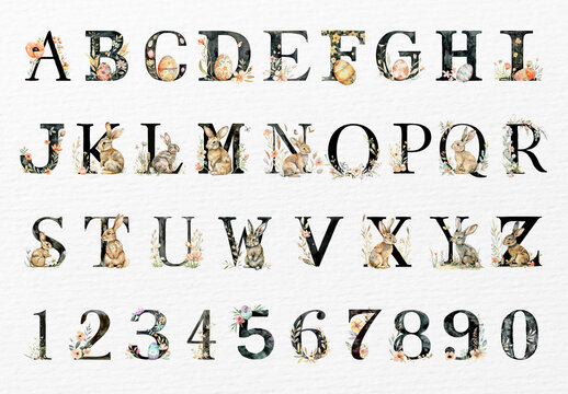 Whimsical Floral Animal Alphabet Font Set