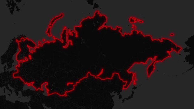 Russian Empire Map With Glow In The Dark Animation