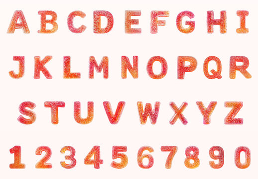 Colorful Gummy Alphabet Numbers Font Set