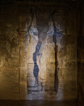 Statue of Hathor, goddess of love and beauty, in the innermost sanctuary of the Temple of Nefertari