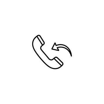 Outline icon of a phone receiver with a curved arrow indicating callback