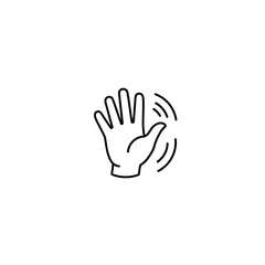 Fototapeta premium Hand waving gesture linear icon with greeting communication interaction