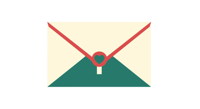 Green Envelope with Red Ribbon and Heart.