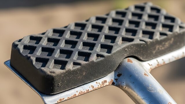 Textured rubber footrest with vintage charm, offering grip and stability