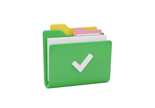 Green folder icon with a checkmark and document preview indicating task completion