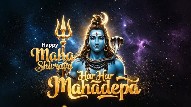 Happy Maha Shivaratri Festival Lord Shiva Cosmic Background.