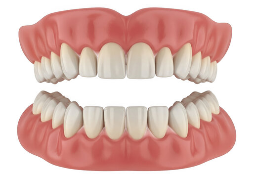 Close-up view of a human upper and lower dental arch with aligned teeth