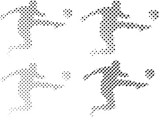 Football Player Silhouette with Halftone Effect – Dynamic Soccer Vector Illustration © Towhidul