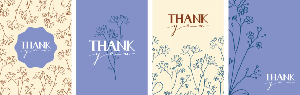 Thank you. Card design with illustration of wildflowers. Perfect for florist, flower shop, flower garden, gift shop, or wedding.