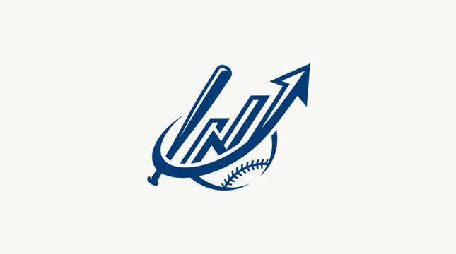 Baseball Stats and Growth Icon in Blue