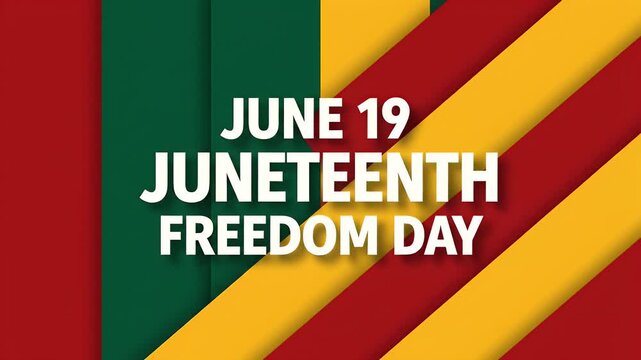 Juneteenth freedom day celebration banner with red green and yellow stripes for the annual holiday event