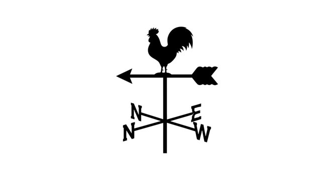 Black Metal Weather Vane with Rooster.