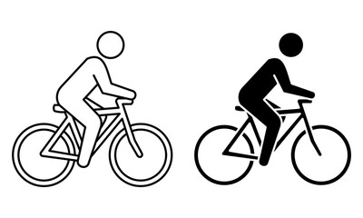 Obraz premium Simple vector icon outline and glyph of person cycling, promoting health activity