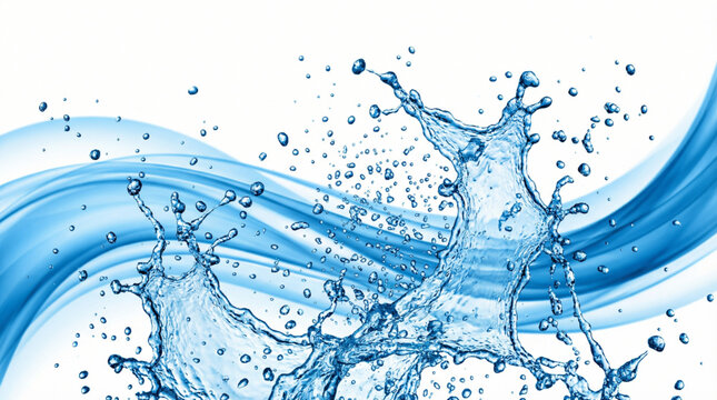 Water splash background in abstract style. A collection of liquid linear icons representing freshness, including splash, wave, drops, bubbles, spray, backgrounds, purity, and more. High Res.