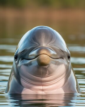 Irrawaddy Dolphin Breaching With Joyful Expression in River Waters