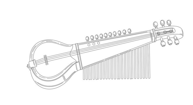 Vintage Hurdy Gurdy Stringed Musical Instrument Illustration