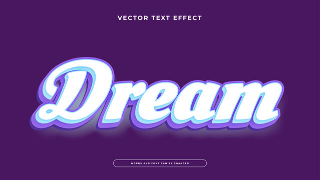 Premium editable text effect with a 3D dreamy cloud style featuring soft purple and light blue gradients on a dark violet background