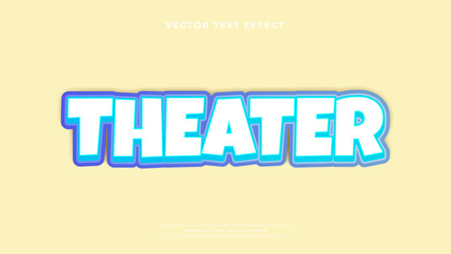 Clean editable text effect with white block letters and a double cyan and blue outline
