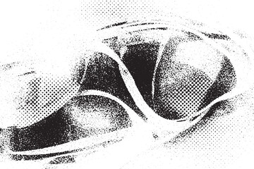 Obraz premium Abstract Black and White Halftone Citrus Fruit Slice Graphic