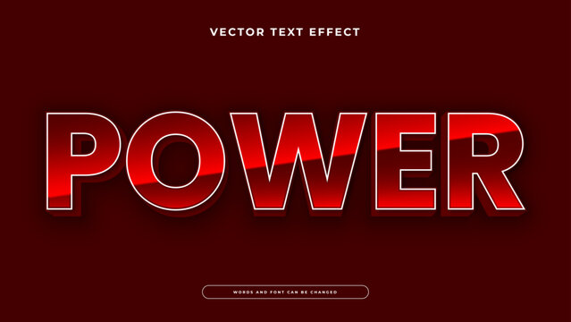 Intense red power text effect with high gloss shine and dark background for energetic and strong branding