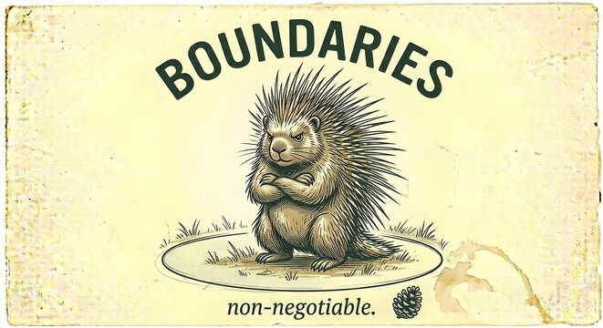 Boundaries Non-Negotiable Porcupine Personal Space Funny Illustration