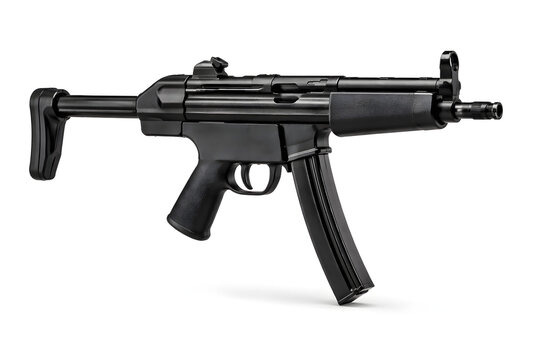 Heckler & Koch MP5 Style Submachine Gun Isolated on White Background Studio Photo