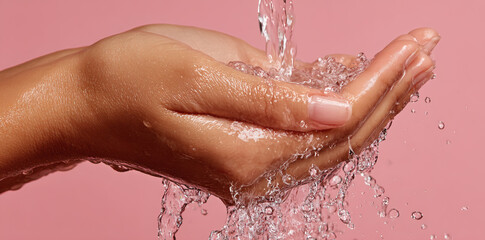 Fototapeta premium Hand catching clear water droplets.