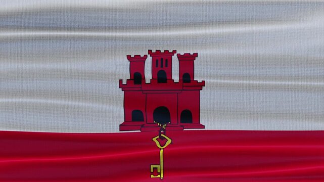 Gibraltar flag waving in the wind with high quality fabric texture