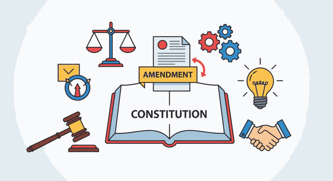 Constitution Amendment Concept with Law Symbols