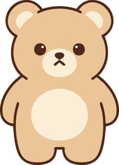 Obraz premium Standing beige teddy bear with soft expression illustration