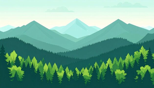 Green mountains and forest landscape