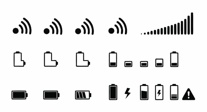 Connectivity and Power Icons - Signal Strength and Battery Life Indicators.