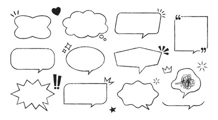 Obraz premium Set of various speech bubbles and doodle elements