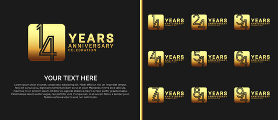 Naklejka premium anniversary logo set with circle. gold color on black background for celebration moment
