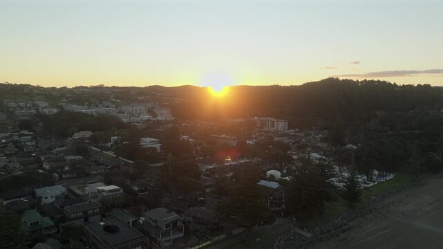 Orewa Beach Sunset Toward Trees