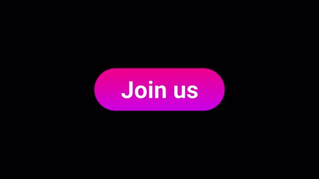 Join us button icon sign animation on transparent background, gradient colorful join us our team button with alpha channel.