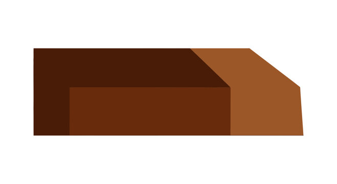 Brown 3D Rectangular Box with Cutout.