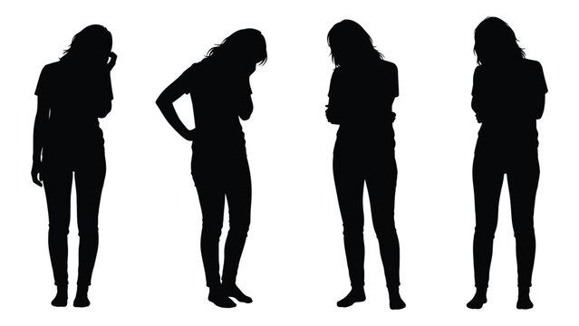 Four women in silhouette stand with heads bowed suggesting sadness or contemplation