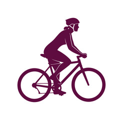 Fototapeta premium woman riding bicycle wearing helmet cycling fitness exercise outdoors recreation activity