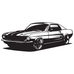 Obraz premium Classic Vintage Car Side View Line Art Illustration