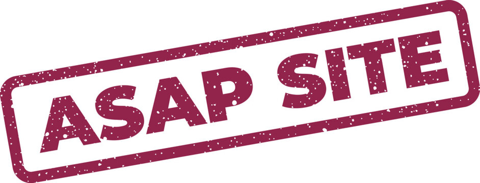 Textured rectangular stamp vector with diagonal alignment featuring the critical words ASAP SITE