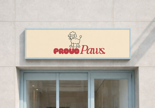 Pet Grooming Business Storefront Sign Mockup PSD