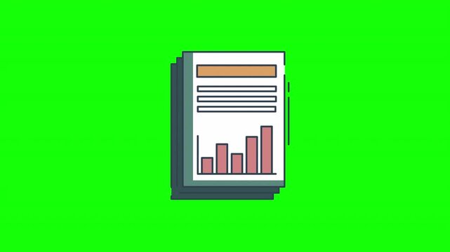 Business report paper, analysis icon loop animation with alpha channel, transparent background, ProRes 444
