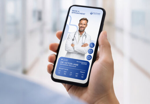 Healthcare App Screen Mockup Appointment Booking PSD