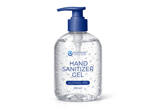 Clear Bottle Hand Sanitizer Gel Mockup PSD