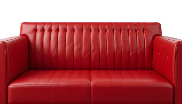 Red leather restaurant booth isolated PNG, diner seating with padded back and seat on