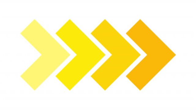 Loop Arrow direction icon sign animation on white background, yellow arrow icon animated with alpha channel.