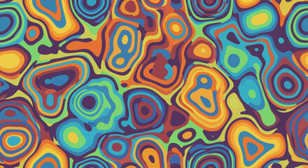 Fototapeta premium Vibrant Abstract Organic Shapes Pattern, Psychedelic Colors, Surreal Fluid Art Background