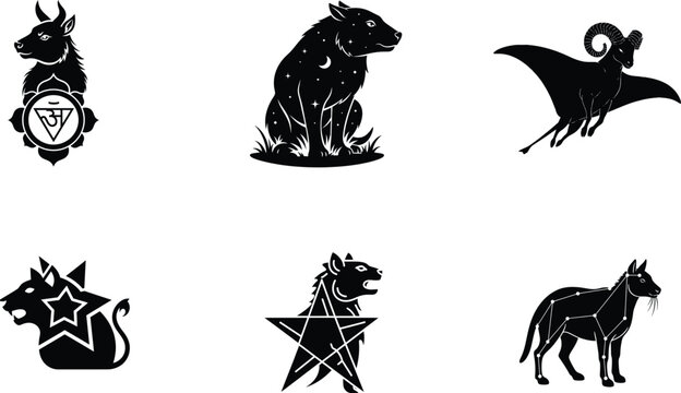 Collection of dark fantasy creatures and portraits